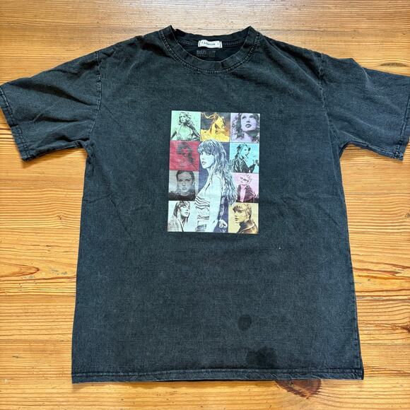 Taylor Swift Eras Tour dark gray short sleeve cotton shirt SIZE S - Picture 1 of 6